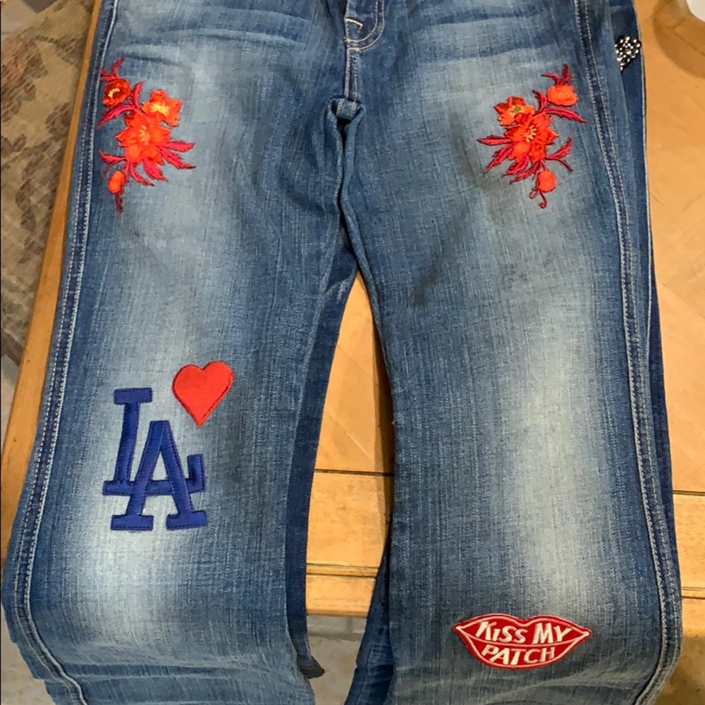 Custom LA and red flower patch